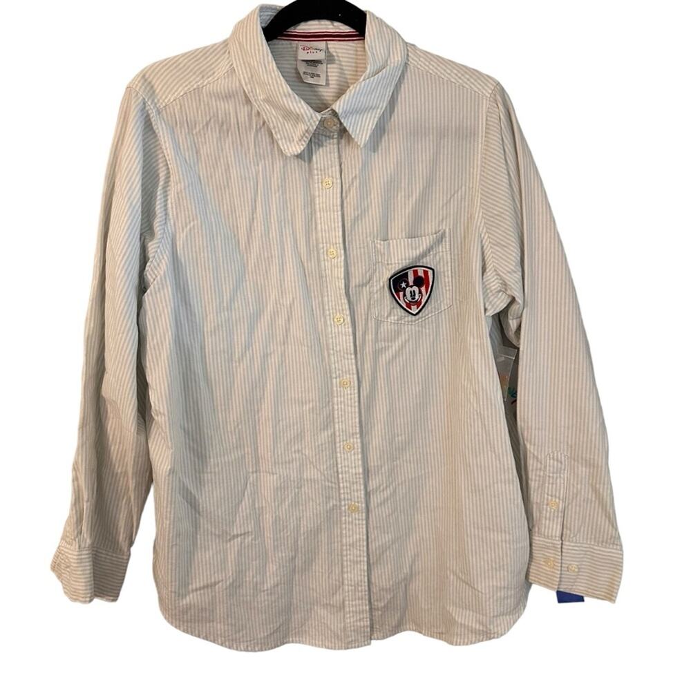 Disney Mickey Mouse Button Down Plus Size Shirt with Mickey Patch on Pocket